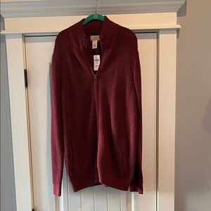 L.L. Bean Men's Deep Red Zip-Up Sweater